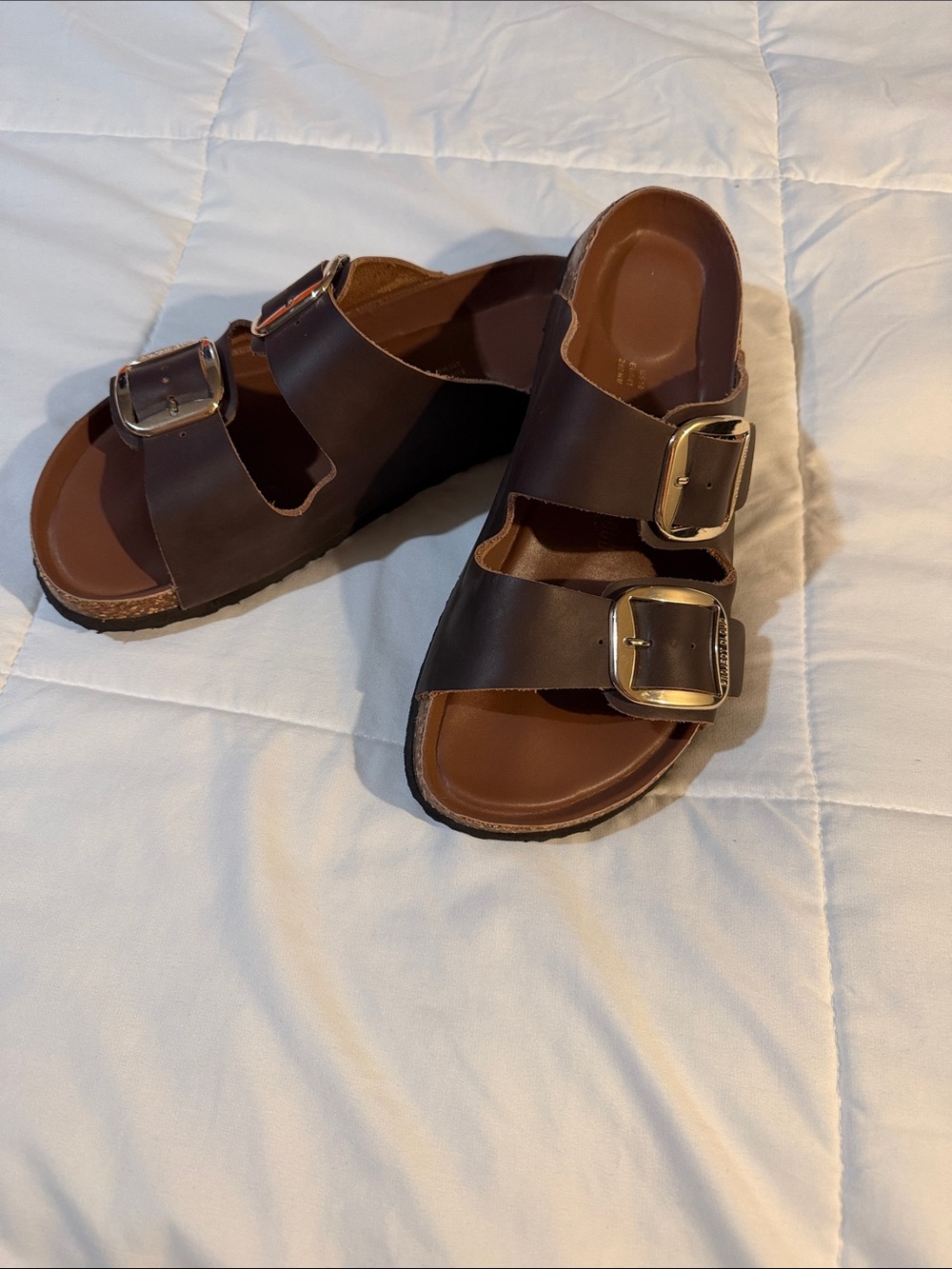 Project Cloud Brown Leather Double Buckle Slide Sandals Size 41 / US 10
